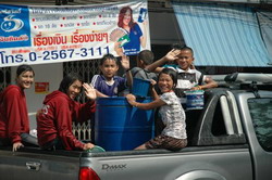 Lots of fun throwing water during Songkraan.